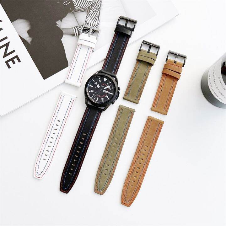 สายหนังแท้สำหรับ-samsung-galaxy-watch-4-classic-46mm-40-42mm-active-2กำไลข้อมือสำหรับ-huawei-gt-2-2e-3-pro-20mm-22mm-สายรัด-carterfa