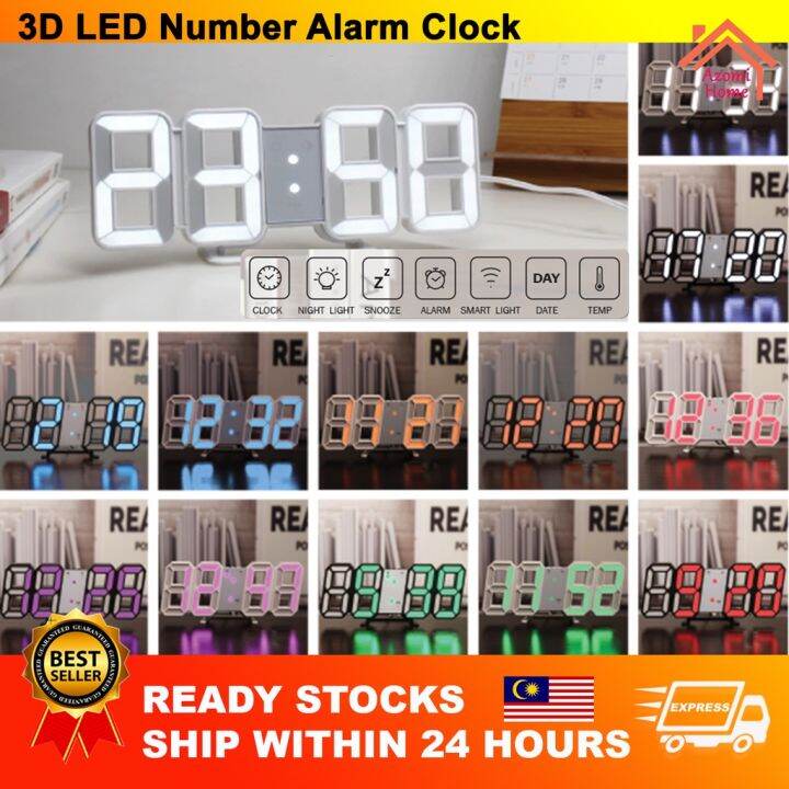 3D LED Wall Clock Modern Digital Clock Table Desktop Alarm Clock