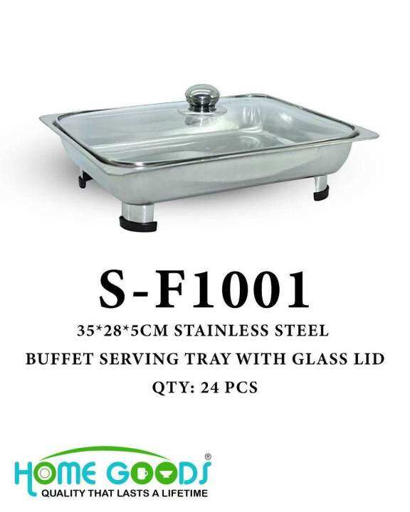 HOMEGOODS [1PC] Stainless Steel Rectangular Food Warmer with Glass Lid