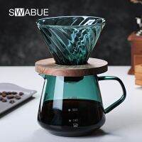 SWABUE ชุดเครื่องชงกาแฟ600มล. V02ที่เสิร์ฟกาแฟสีเขียวแก้วกรองอุปกรณ์นำกลับมาใช้ได้เครื่องมือบาริสต้า