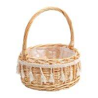 Basket Flower Girl Baskets Handle Wicker Rattan Easter Decorative Handheld Woven Bride Weddings Handles Women Valentine