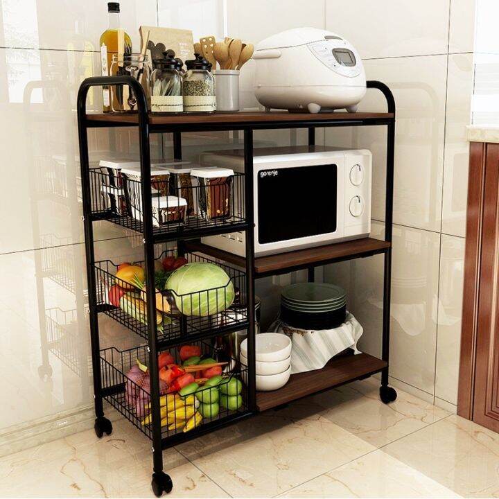 4 Layers MultiFunction Trolley Kitchen Rack Storage Wheels Shelf