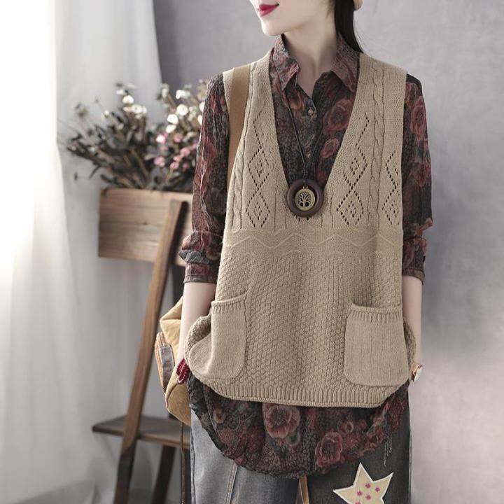 spot-spring-and-summer-new-korean-style-wool-vest-womens-outer-wear-loose-v-neck-sweater-vest-2023