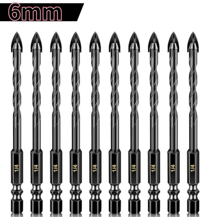 10 Pack Concrete Drill Bits Masonry Drill Bit Set 6Mm Tungsten Carbide