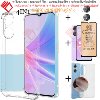 (4ใน1) สำหรับ A78 OPPO 5G/OPPO A58 5G เคสโทรศัพท์5G แบบเต็มหน้าจอเต็มจอเซรามิกฝ้ากระจกเทมเปอร์หน้าจอป้องกันกล้องมองหลังฟิล์มรถยนต์ฟิล์มป้องกันคาร์บอนไฟเบอร์ฟิล์มหลัง Prada ฟิล์มกระจกเทมเปอร์