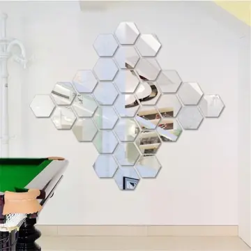 24PCs/Set DIY 3D Mirror Wall Sticker Hexagon Home Decor Mirror Decor  Stickers Art Wall Decoration Stickers Multi-color Drop Ship
