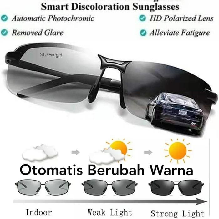 Kacamata Uv 400 Photochromic Polarized Anti Silau Siang Dan Malam