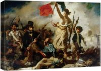 เสรีภาพนำประชาชนโดย Eugene Delacroix พิมพ์ผ้าใบ Giclee ห่อผนังรูปศิลปะยืดและกรอบพร้อมที่จะแขวน24X36