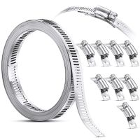 304 Stainless Steel Worm Clamp Hose Clamp Strap with Fasteners Adjustable Portable DIY Pipe Hose Clamp Ducting Clamp 11.5 Feet