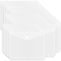 30Pack Poly Binder Pocket, 11 Holes Clear Binder Envelope with Hook and Loop Closure, Binder Pockets for Office Supplies