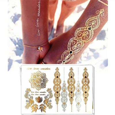 hot【DT】 Star Temporary Arm Fake Flash Tatoos Gold Metallic Stickers Wrist