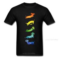 Funny Watercolor Dachshunds Men T-Shirt Cotton Tee Short Sleeve Top Black Fashion FatherS Day Custom Shirt Cartoon Dog 【Size S-4XL-5XL-6XL】