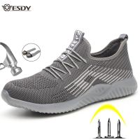 Mens Safety Work Shoes Steel Toe Cap Boots Lightweight Non-slip Puncture-Proof Construction Work Sneakers Breathable Shoes Male