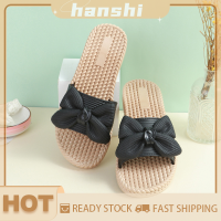 hanshi [2023 new HOT FASHION] lazlook รองเท้าแตะชายหาดแบบถักผูกโบว์น่ารักสำหรับผู้หญิงรองเท้าแตะแพลตฟอร์มกันลื่นในร่ม