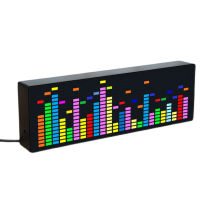 LED music Spectrum rhythm lights voice sensor 1624 RGB atmosphere level indicator with clock display