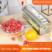 Cling Wrap Dispenser เครื่องตัดฟิล์มยึดกล่องตัดฟิล์ม Cling Wrap Cutter Cling Wrap Holder With Cutter Cling Wrap Cutting Box With Slide Cutter เครื่องตัดพลาสติกห่อ