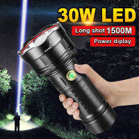 ใหม่ที่มีประสิทธิภาพมากที่สุดไฟฉาย LED แบบชาร์จไฟฉายแสงฉายรังสี1500เมตรไฟฉายพลังงานสูง18650โคมไฟตั้งแคมป์กันน้ำ