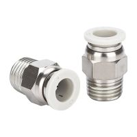 PC Pneumatic Quick Connector PU Hose Air Pipe 4 6 8 10 12mm White Copper External Thread PT1/4 "1/2" 1/8 "3/8" M5 PC8-02 10-02 Pipe Fittings Accessori