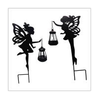 2Pcs Metal Fairy Solar Light Outdoor Decoration Metal Fairy Garden Stake Stake Light Black Yard Decorations for Lawn,Patio,Courtyard