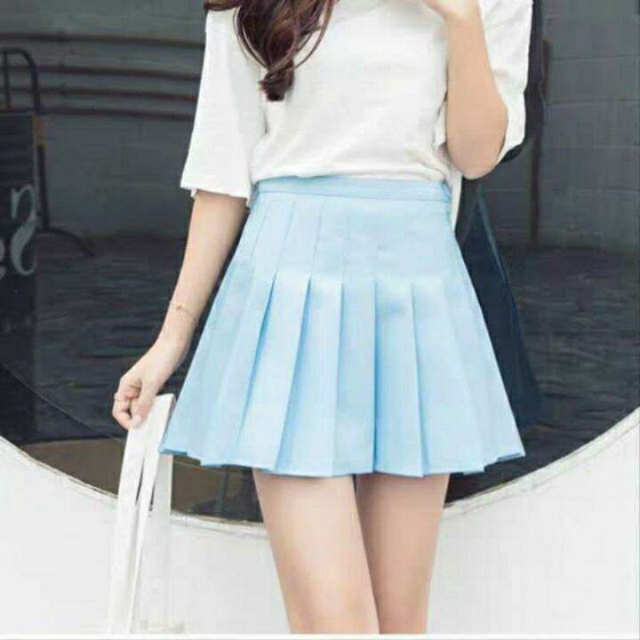 Chân váy tennis xếp li màu trắng đen xếp ly skirt cạp lưng cao ngắn chữ a  phong cách ulzzang EVADO CV02  MixASale