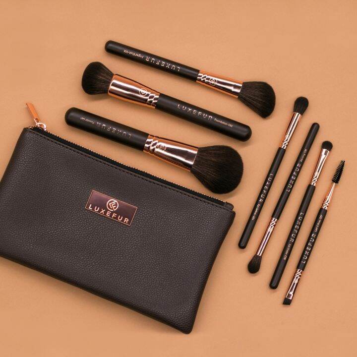 sale-สินค้ากล่องยับ-luxefur-copper-pro-brush-set7-pieces