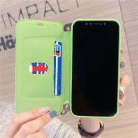 【Great. Cell phone case】หรูหราหอยผู้ถือบัตรโทรศัพท์ Case สำหรับ iPhone 12Mini SE2 7 8 Plus XR XS 11Pro Max ลูกอมสีซิลิโคนเหลวกลับพลู