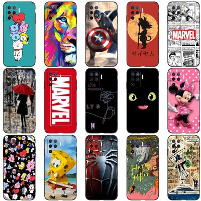 Case For OPPO A94 4G F19 PRO RENO 5 F LITE 4G Case Back Phone Cover Protective Soft Silicone Black Tpu cute funy