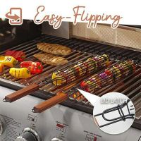 Fashion model shop Barbecue Net Sausages with Wooden Handle Barbecue Basket Barbecue Grill