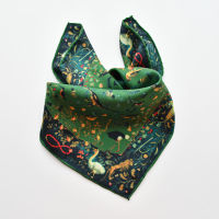 Army green luxury natural silk scarf women spring printed bird 100 real silk twill scarves wrap shawl square 50cm bandana lady