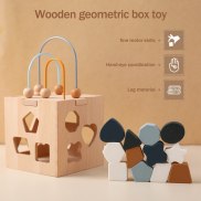 Hộp gỗ Đồ chơi Silicone hình dạng hình học khối hình dạng đồ chơi ghép