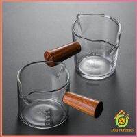 Thai pioneers แก้วช็อต Espresso Shot ด้ามจับไม้ ขนาด 70 ml  และ 75 mlสินค้าพร้อมส่ง Measuring cup