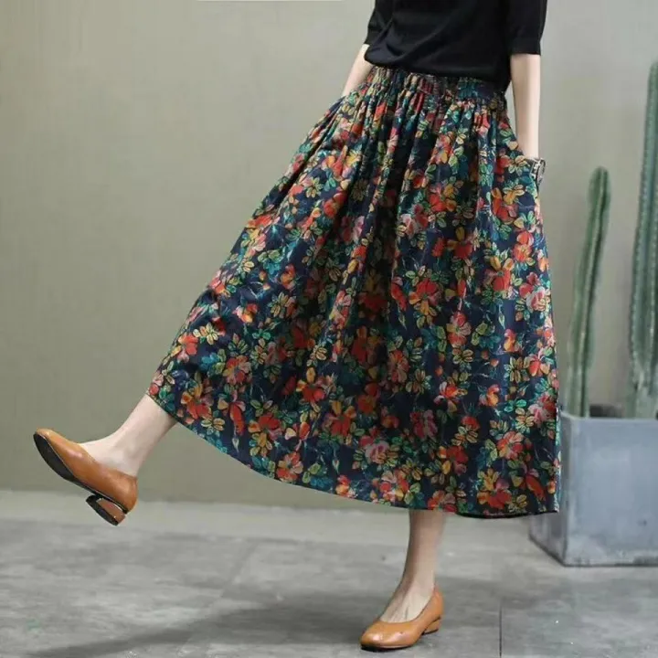 elasticated waist summer cotton skirts