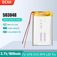 1-2pcs 503048 3.7V 800mAh โพลิเมอร์แบบชาร์จไฟได้สำหรับ MP3 MP4 GPS Tracker ของเล่น bluetoo ลำโพง LED โคมไฟ Li-Po เซลล์