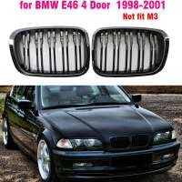 Double-line Style Gloss Black Front Kidney Grille Slat Style Grill  For BMW E46 4 Doors 1998 1999 2000 2001 Car Styling