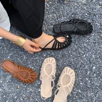 HOT★Novelty Cut out gladiator sandals women summer shoes retro flat buckle strap cover toe sandales narrow band weave sandalias 2021