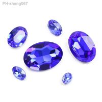 3D Oval Shape Sapphire K9 Glass Gems With Blue Crystal Stone Strass Diamond Gliter Loose Rhinestone For Jewelry Making 3002