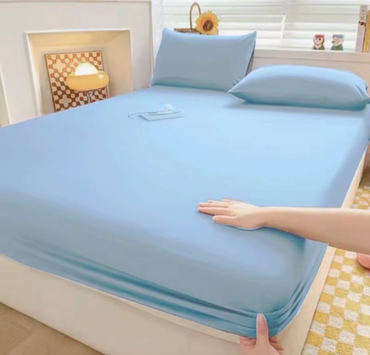 ผ้าปูเตียงกันน้ำได้100-ผ้าปูที่นอนสีพื้น-ผ้าปูที่นอน6ฟุต