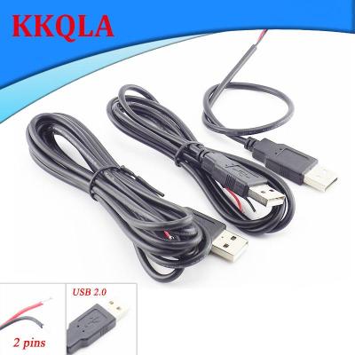 QKKQLA 5V USB 2.0 2 Pin 2 Wire DIY USB Male Jack Connector Cable Power Charge Extension Cord 0.3m/1m/2m Adapter