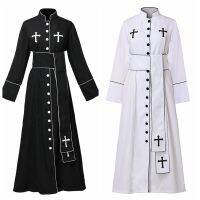 นักบวช Cassock เสื้อคลุมสำหรับผู้หญิงคริสตจักรศิษยาภิบาลนักบวชข้ามเครื่องแต่งกายโรมันยืนปกเข็มขัดชุดเครื่องแบบ