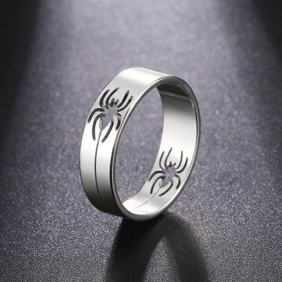 Kpop แหวนแฟชั่นสไปเดอร์สแตนเลสสำหรับผู้ชายพังก์สีเงินฮิปฮอปแหวนใส่นิ้วสตรีทเครื่องประดับโกธิค