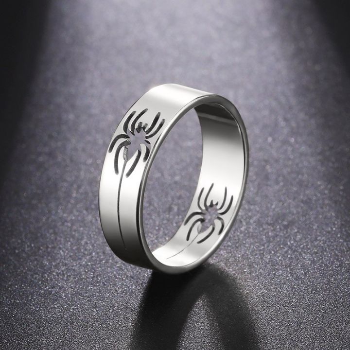 kpop-แหวนแฟชั่นสไปเดอร์สแตนเลสสำหรับผู้ชายพังก์สีเงินฮิปฮอปแหวนใส่นิ้วสตรีทเครื่องประดับโกธิค