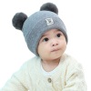 Baby beanie hat baby knitting beanie adorable winter baby knitted hat with - ảnh sản phẩm 1