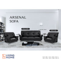 (ผ่อน0%) โซฟารับแขก 1 , 3 ที่นั่ง รุ่น ARSENAL หุ้มหนังPVC สีดำ | Livinghome Furniture