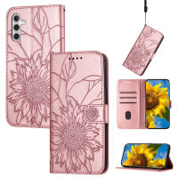 เคสสำหรับ Samsung Galaxy A54 5G เคสโทรศัพท์แบบฝาพับหนัง PU สุดหรูลายดอกทานตะวันแฟชั่นเคสกระเป๋าเงินมีช่องเสียบบัตรกันกระแทกฝาหลังป้องกันแบบแม่เหล็ก