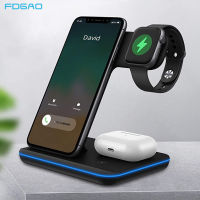 3 in 1 Qi Wireless Charger Stand for 8 7 pro 15W Fast Charging Dock Station for 14 13 12 11 Pro X XS XR 8