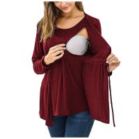 Casual Maternity Clothes Long Sleeve Double Layer Nursing Tops T-shirt Breastfeeding Pregnancy Clothes Autumn Gestante Roupas