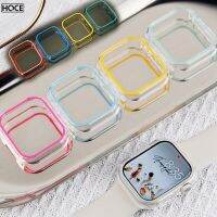 HCOE เคสเรืองแสงสำหรับ IWatch 7 6 SE 5 4 3,เคสสีลูกกวาดแบบใสขนาด42มม. 40มม. 38มม.