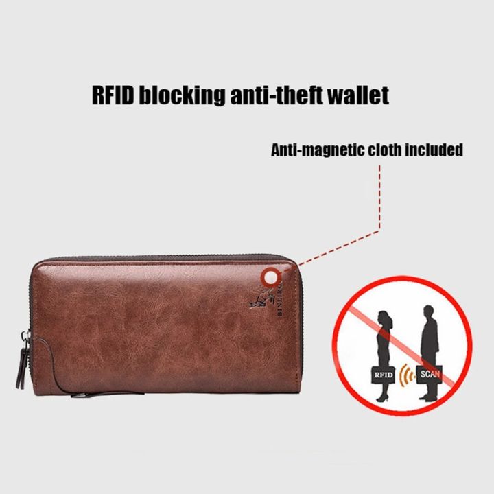 กระเป๋าใส่กระเป๋าใส่บัตรเครดิต-rfid-สำหรับผู้ชายกระเป๋าสตางค์ซิปยาวแฟชั่น-bmgs60ความจุมากกระเป๋าหนังปิดกั้นได้สำหรับกันน้ำแนวธุรกิจ