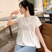 ReadyStock S-L White Blouse Shirt Women Summer Solid Color Casual Fashion Short Sleeve Tops Women White Blouse