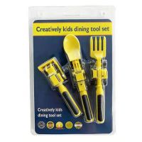 Interactive Utensil Set Toys for Kids Construction Themed Fork and Spoon for Toddlers and Young Children Spoon and Fork Set